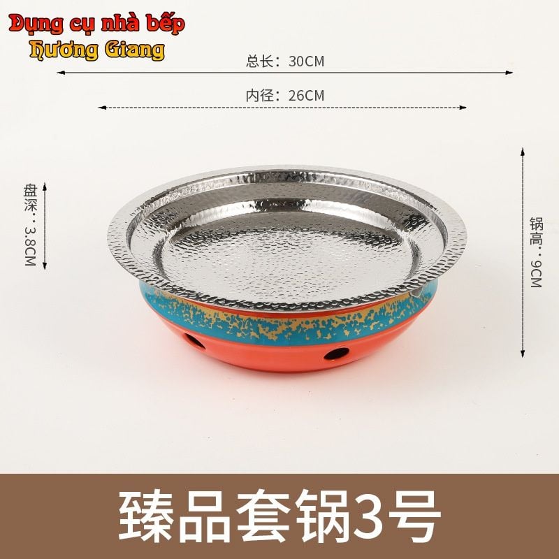 GDNB-70 Chảo Tròn Inox 304 Xào Né Kèm Bếp Cồn Hâm Nóng