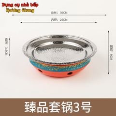 GDNB-70 Chảo Tròn Inox 304 Xào Né Kèm Bếp Cồn Hâm Nóng