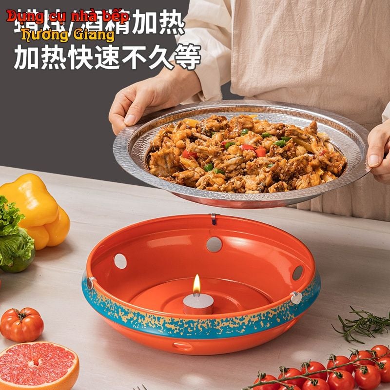 GDNB-70 Chảo Tròn Inox 304 Xào Né Kèm Bếp Cồn Hâm Nóng