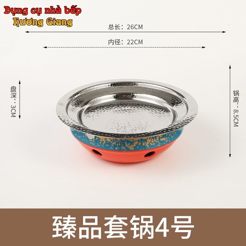 GDNB-70 Chảo Tròn Inox 304 Xào Né Kèm Bếp Cồn Hâm Nóng