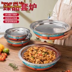 GDNB-70 Chảo Tròn Inox 304 Xào Né Kèm Bếp Cồn Hâm Nóng