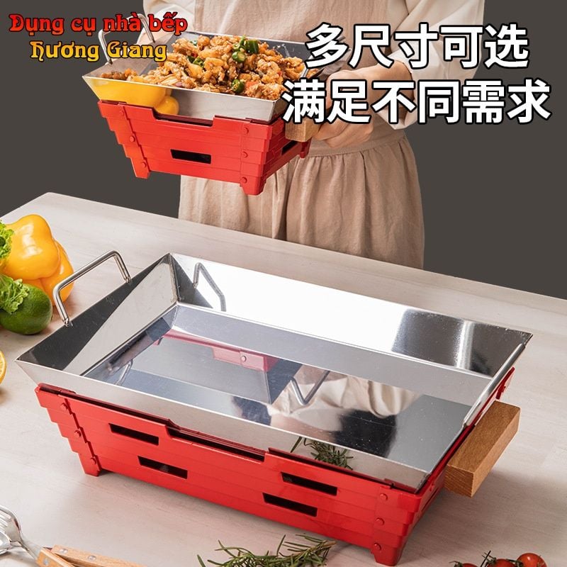 GDNB-67 Chảo Xào Lẩu Inox 304 Kèm Bếp Cồn Hâm Nóng Phong Cách Trung Hoa