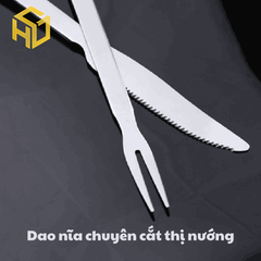 Bộ dao nĩa chuyên cắt thịt nướng - Bộ dao nĩa cắt thịt cừu, dê nướng | dụng cụ chuyên dụng cho bếp nướng