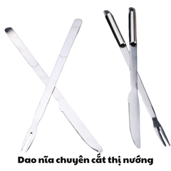 Bộ dao nĩa chuyên cắt thịt nướng - Bộ dao nĩa cắt thịt cừu, dê nướng | dụng cụ chuyên dụng cho bếp nướng