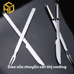 Bộ dao nĩa chuyên cắt thịt nướng - Bộ dao nĩa cắt thịt cừu, dê nướng | dụng cụ chuyên dụng cho bếp nướng
