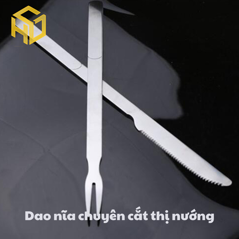 Bộ dao nĩa chuyên cắt thịt nướng - Bộ dao nĩa cắt thịt cừu, dê nướng | dụng cụ chuyên dụng cho bếp nướng