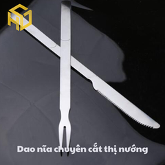 Bộ dao nĩa chuyên cắt thịt nướng - Bộ dao nĩa cắt thịt cừu, dê nướng | dụng cụ chuyên dụng cho bếp nướng