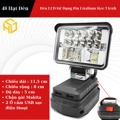Đèn Led tích điện 5 inch kèm 2 cổng sạc USB sử dụng chân pin phổ thông Makita