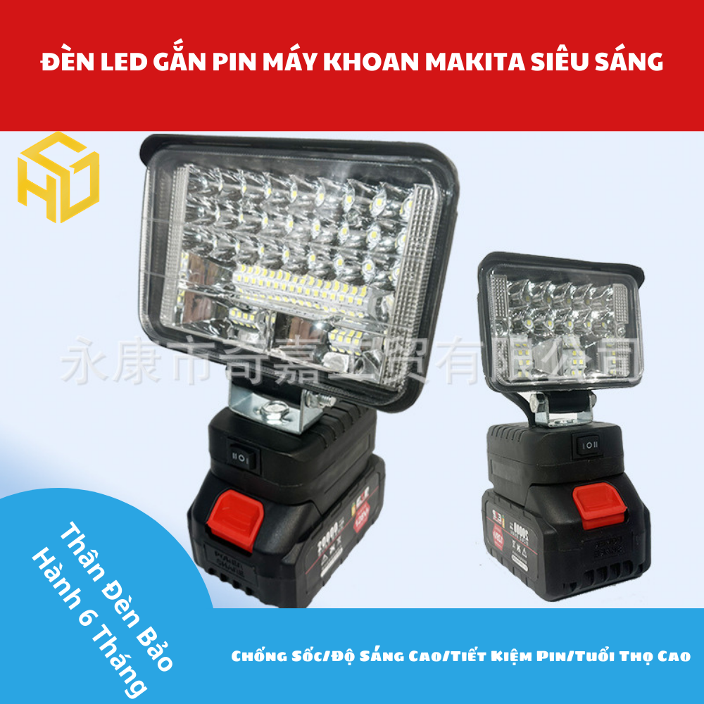 Đèn Led tích điện 3 inch kèm 2 cổng sạc USB sử dụng chân pin phổ thông Makita