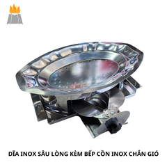 Dĩa Inox Sâu Lòng Kèm Bếp Cồn Chắn Gió Hương Giang - Tiện Lợi, An Toàn, Hiện Đại|các loại bếp cồn,bếp lẩu cồn,bếp cồn có chắn gió,bếp cồn inox,bếp cồn inox cao  cấp. bếp lẩu cồn,bếp cồn lẩu 1 người