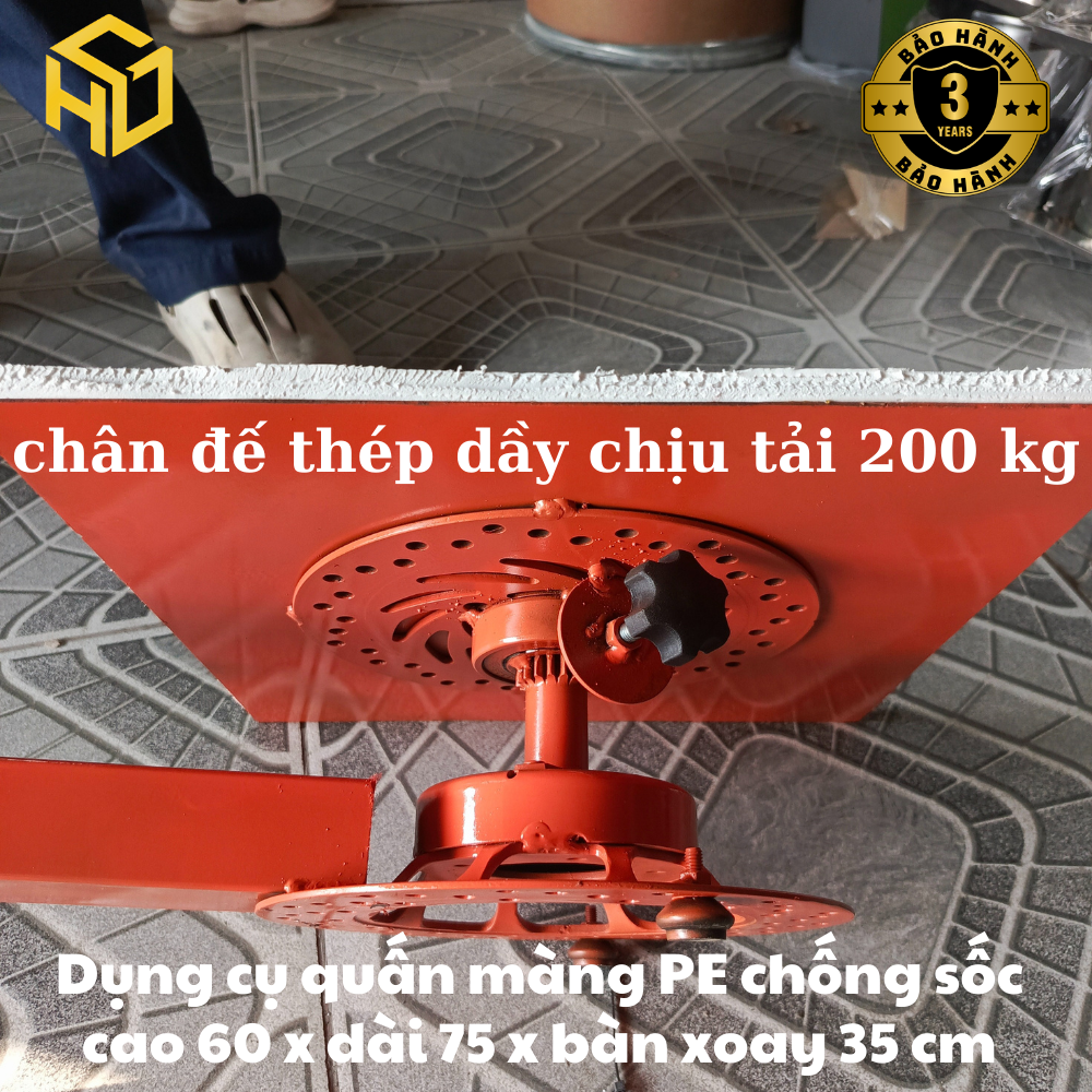 Dụng cụ quấn màng PE màng xốp bóng khí - Bàn quấn màng PE tải trọng 200 kg