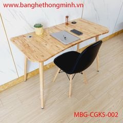 Bàn làm việc MDF chân gỗ khung sắt tích hợp sạc USB & sạc không dây