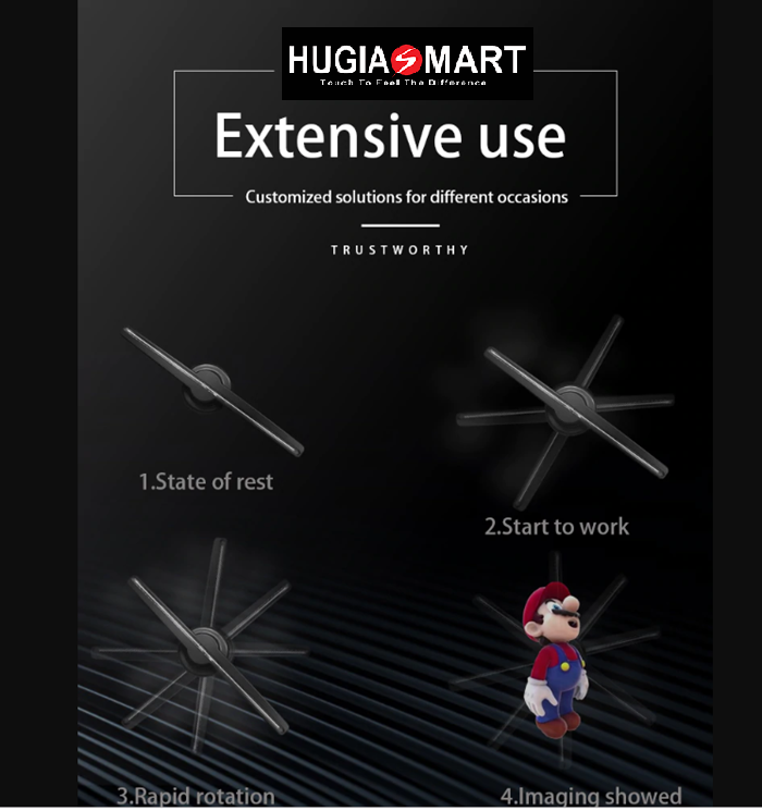 Hologram fan 3D hình tròn D42 cm quảng cáo trong nhà