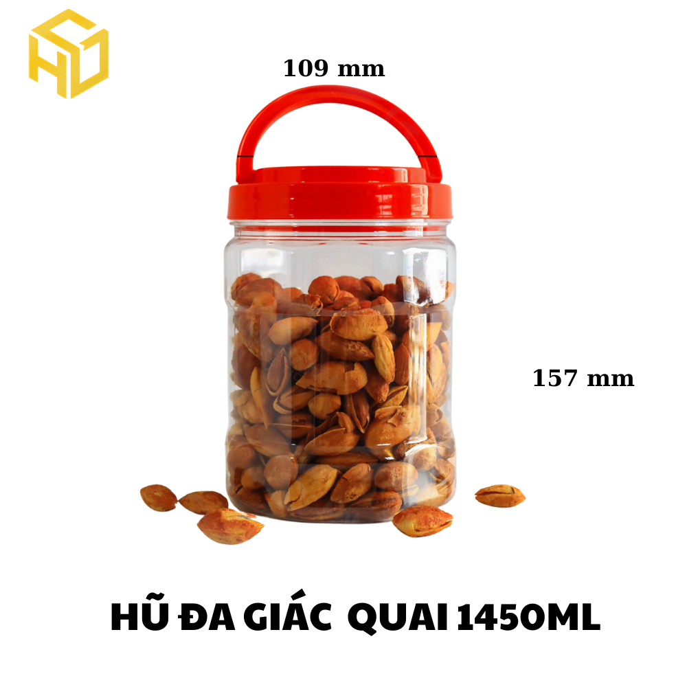Hũ Đa Giác 1450ml Có Quai
