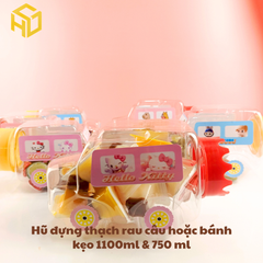 Hũ Nhựa 1.100ml Đựng Thạch rau câu thạch dừa thạch Pudding & Bánh Kẹo mẫu ô tô không gắn bánh xe