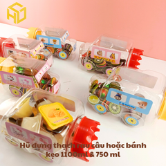 Hũ Nhựa 1.100ml Đựng Thạch rau câu thạch dừa thạch Pudding & Bánh Kẹo mẫu ô tô không gắn bánh xe