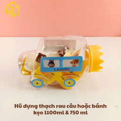 Hũ Nhựa 1.100ml Đựng Thạch rau câu thạch dừa thạch Pudding & Bánh Kẹo mẫu ô tô không gắn bánh xe
