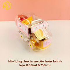 Hũ Nhựa 1.100ml Đựng Thạch rau câu thạch dừa thạch Pudding & Bánh Kẹo mẫu ô tô không gắn bánh xe