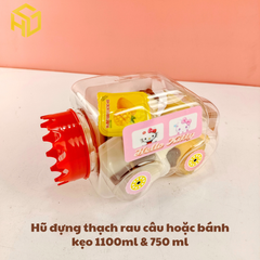 Hũ Nhựa 1.100ml Đựng Thạch rau câu thạch dừa thạch Pudding & Bánh Kẹo mẫu ô tô không gắn bánh xe