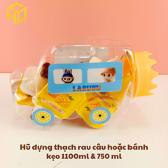 Hũ Nhựa 1.100ml Đựng Thạch rau câu thạch dừa thạch Pudding & Bánh Kẹo mẫu ô tô không gắn bánh xe