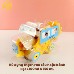 Hũ Nhựa 1.100ml Đựng Thạch rau câu thạch dừa thạch Pudding & Bánh Kẹo mẫu ô tô không gắn bánh xe