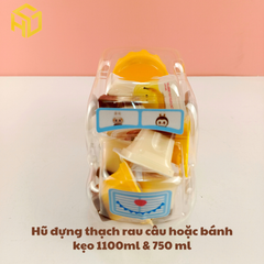 Hũ Nhựa 1.100ml Đựng Thạch rau câu thạch dừa thạch Pudding & Bánh Kẹo mẫu ô tô không gắn bánh xe