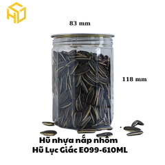 Hũ Nhựa Lục Giác Nắp Nhôm | Hũ Nhựa E099-610ML