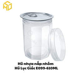 Hũ Nhựa Lục Giác Nắp Nhôm | Hũ Nhựa E099-610ML
