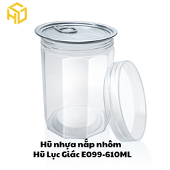 Hũ Nhựa Lục Giác Nắp Nhôm | Hũ Nhựa E099-610ML