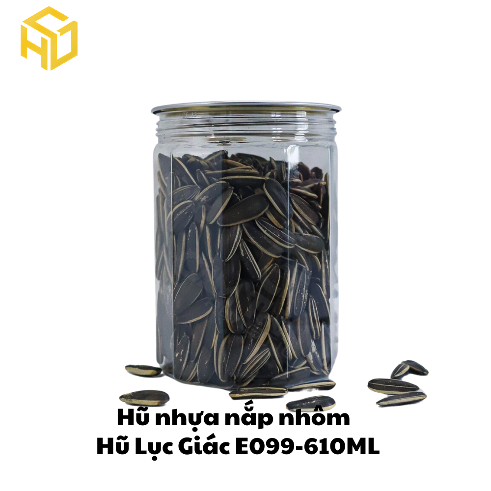 Hũ Nhựa Lục Giác Nắp Nhôm | Hũ Nhựa E099-610ML