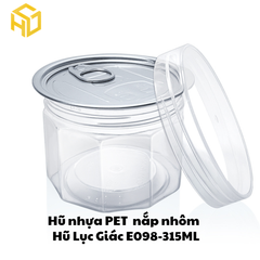 Hũ Nhựa Lục Giác Nắp Nhôm 315ml | Hũ Lục Giác E098 - 315ml