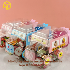 Hũ Đựng Thạch rau câu Bánh Kẹo 750ml mẫu ô tô không gắn bánh xe mẫu nắp mới