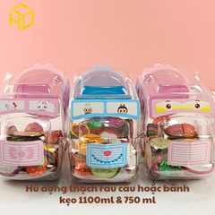 Hũ Đựng Thạch rau câu Bánh Kẹo 750ml mẫu ô tô không gắn bánh xe mẫu nắp mới