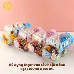 Hũ Đựng Thạch rau câu Bánh Kẹo 750ml mẫu ô tô không gắn bánh xe mẫu nắp mới