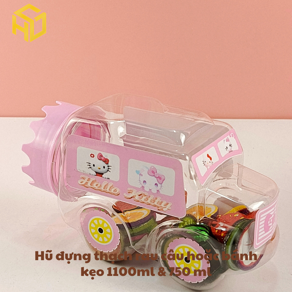 Hũ Đựng Thạch rau câu Bánh Kẹo 750ml mẫu ô tô không gắn bánh xe mẫu nắp mới
