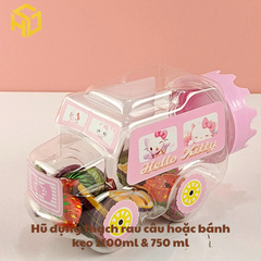 Hũ Đựng Thạch rau câu Bánh Kẹo 750ml mẫu ô tô không gắn bánh xe mẫu nắp mới