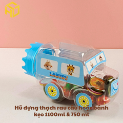 Hũ Đựng Thạch rau câu Bánh Kẹo 750ml mẫu ô tô không gắn bánh xe mẫu nắp mới