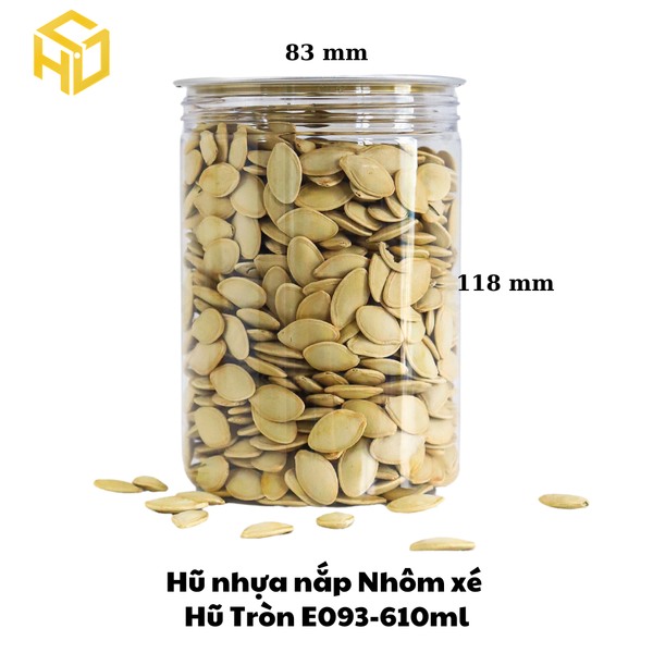 Hũ Nhựa Nắp Nhôm Xé | Hũ Tròn E093 - 610ml
