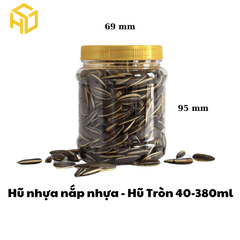 Hũ Nhựa Nắp Nhựa | Hũ Tròn 40 - 380ml | Lốc 12 Hũ