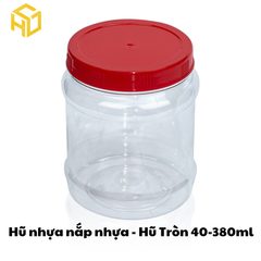 Hũ Nhựa Nắp Nhựa | Hũ Tròn 40 - 380ml | Lốc 12 Hũ
