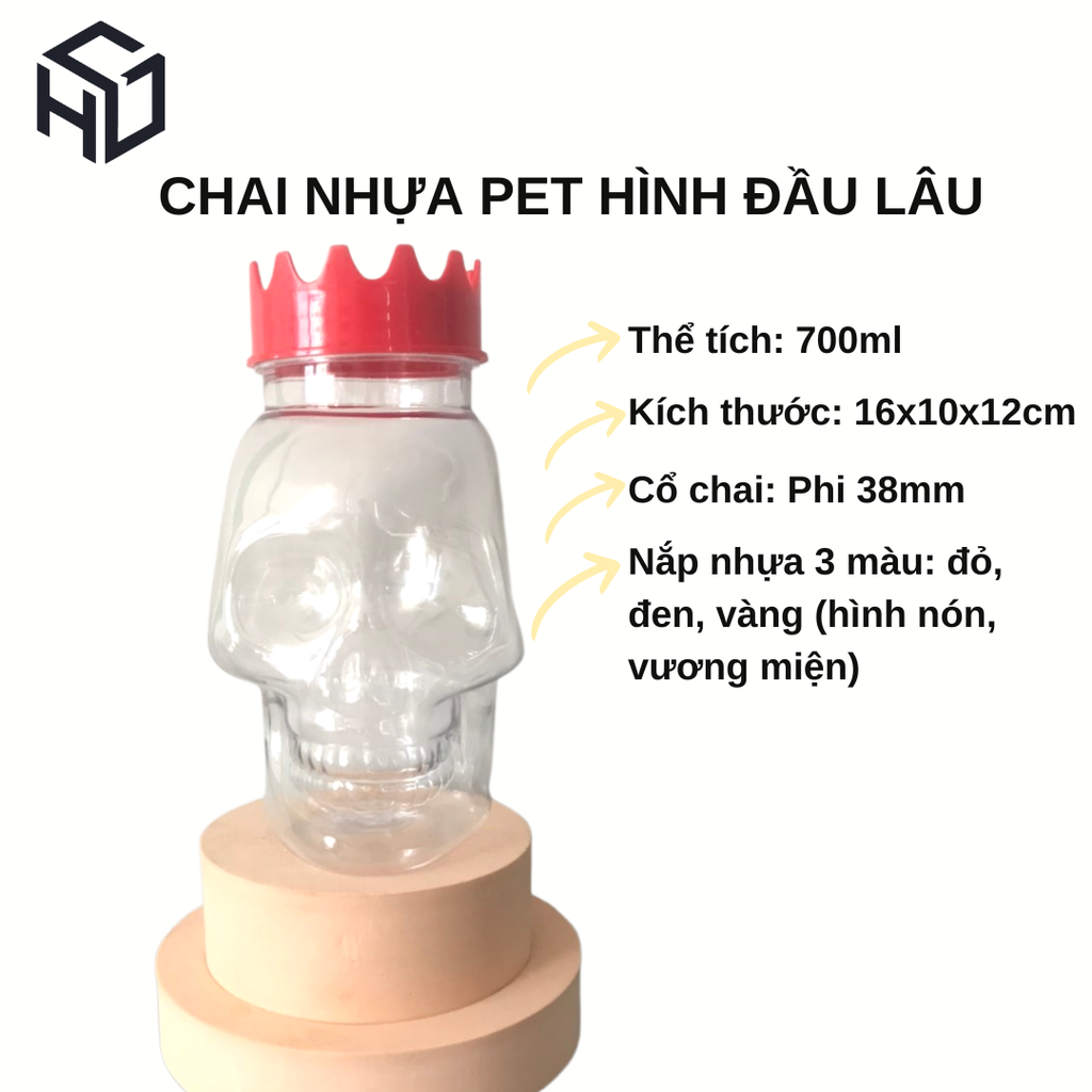 Hũ Nhựa PET 700ml Hình Đầu Lâu Halloween | Hũ PET nắp nhựa