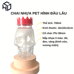 Hũ Nhựa PET 700ml Hình Đầu Lâu Halloween | Hũ PET nắp nhựa