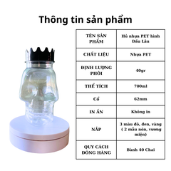 Hũ Nhựa PET 700ml Hình Đầu Lâu Halloween | Hũ PET nắp nhựa