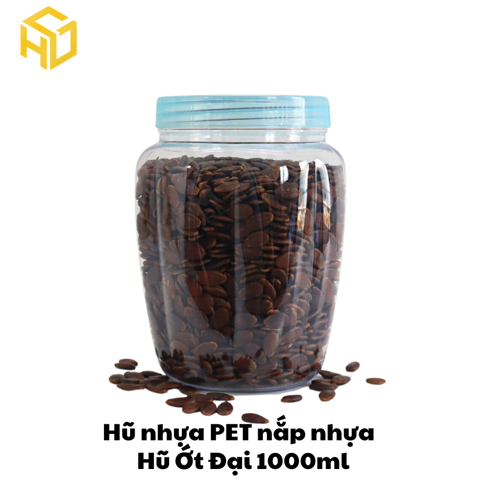 Hũ Nhựa PET Nắp Nhựa | Hũ Ớt Đại 1100ml | Lốc 12 Hũ
