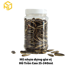 Hũ Nhựa Đựng Gia Vị | Hũ Tròn Cao 25 - 240ml | Lốc 12 Hũ