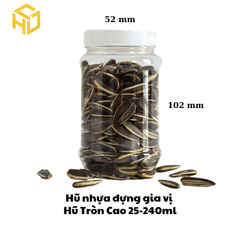 Hũ Nhựa Đựng Gia Vị | Hũ Tròn Cao 25 - 240ml | Lốc 12 Hũ