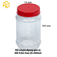 Hũ Nhựa Đựng Gia Vị | Hũ Tròn Cao 25 - 240ml | Lốc 12 Hũ