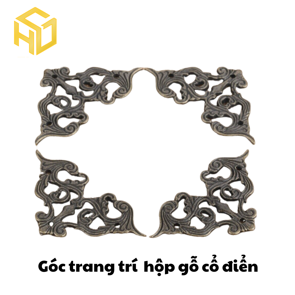Bộ 5 Phụ kiện trang trí góc hộp gỗ, góc sách phong cách cổ điển