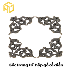 Bộ 5 Phụ kiện trang trí góc hộp gỗ, góc sách phong cách cổ điển