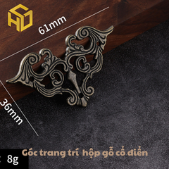 Bộ 5 Phụ kiện trang trí góc hộp gỗ, góc sách phong cách cổ điển